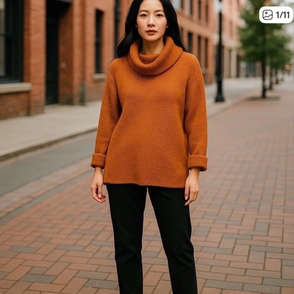 Pilcro Anthropologie Sweater Women's
XS Orange Cowl Neck Knit Oversized
Pullover